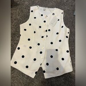 Joie polka dot linen vest size M